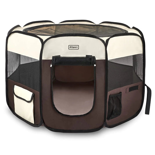 Aliparr Portable Pet PlaypenDog Playpen Foldable Pet Exercise Pen Tents for Dogs/Cats/Rabbits/PetsCat Playpen Indoor/Outdoor Travel Camping Use with Carry Case