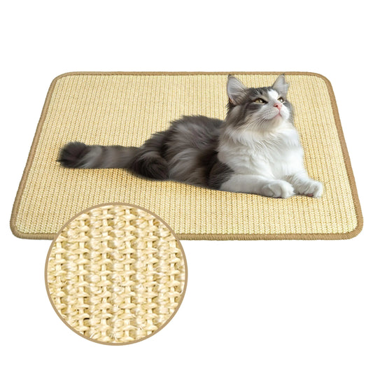 PatiencET Cat Scratching Mat Natural Sisal Cat Scratcher Mat Horizontal Cat Scratch Rug for Indoor Cats Cat Wall Scratcher Furniture Protector for Couch Carpet Sofa (1 Pack 23.6"X15.7")
