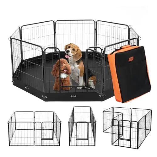 VEVOR Dog Playpen 8 Pcs 24 x 24 in Panels Foldable Metal Pet Exercise Pen Dog Fence Indoor and Outdoor Pen with Door Storage Bag and Bottom Pad Pet Playpen for Dogs Cats and Other Small Animals