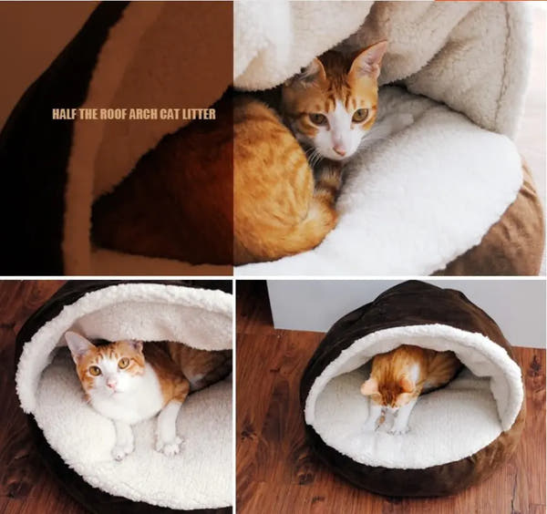 Removable Half Roof Cat House, Cozy Cat Bed