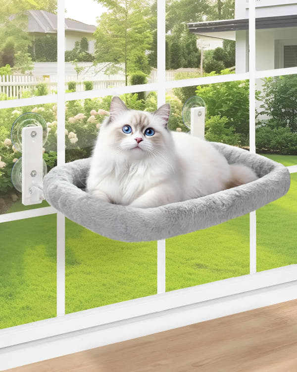 keny Cat Window Perch with Soft Plush Cushion Bed Cordless Cat Window Hammock with 3.54