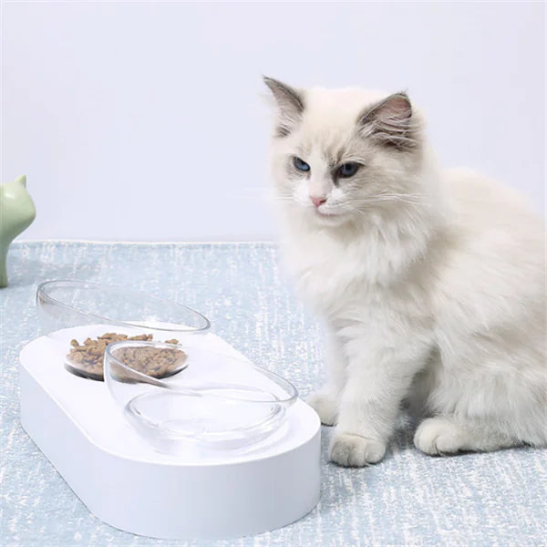 Adjustable Cat Bowl with Dual Bowls for Feeding